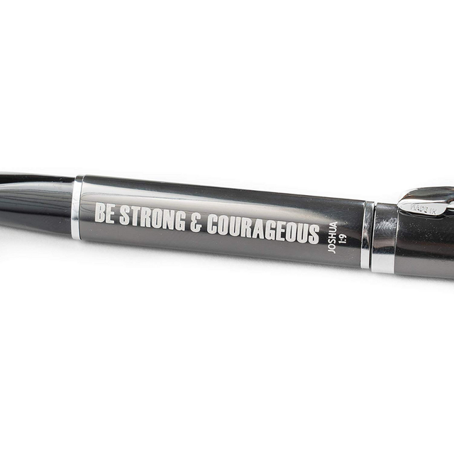 Joshua 1 9 Be Strong and Courageous Scripture Engraved Refillable Pen
