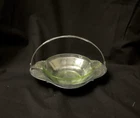 Vintage Farberware Green Uranium Glass Bowl Metal Serving Tray With Handle - 2