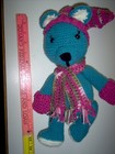 New Crochet  aqua and white teddy bear, 14".   cuddly    a — photo 1