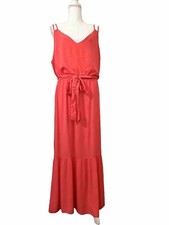 NWT Gap Double Strap Maxi Dress Florida Coral Sz XXL Tie Waist