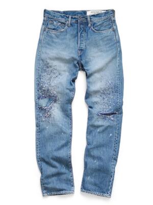 KAPITAL 14oz indigo denim pants monkey cisco jeans 3 years damage 