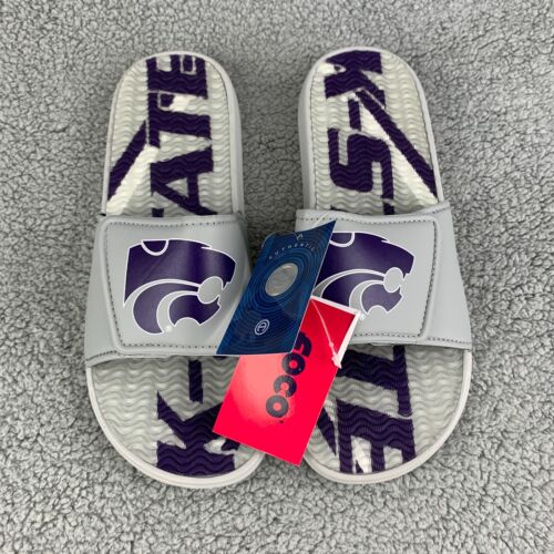 Kansas State Wildcats Sandals Mens Large Grey Cushioned Slides NCAA Football - Picture 1 of 12