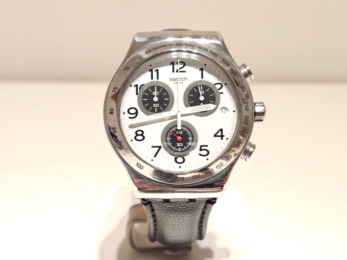 Swatch White and Silver Crystal-Accented Chronograph Watch SWATCH IRONY YOS439 YOUR TURN WHITE CHRONOGRAPH WATCH BLACK  main image 4