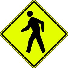 Lyle W11-2-24Fa Pedestrian Crossing Pictogram Traffic Sign, 24 In H, 24 In W,