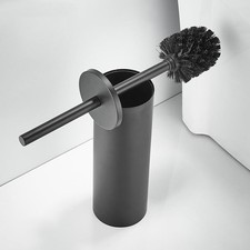 Freestanding Stainless Steel Toilet Brush and Holder Cleaning Set Black