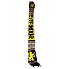 Harry Potter Gryffindor Knit Scarf Yellow Black Lion Crest Tassel Fringe WB