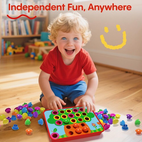 Giocattolo Educativo Button Art – Colore Abbinamento Mosaico Pegboard Apprendimento per Bambini - Foto 5 di 6