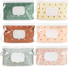 Portable Refillable EVA Wipe Holder, 6 Pack Baby Wipes Dispenser