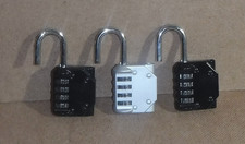 4 Digit Combination Padlock Combo Lock for Lockers Lot of 3x Black Silver