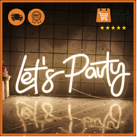 Neonlicht Let's Party LED Dimmbar Warmweiss Wanddeko Neon Schild Party Deko USB