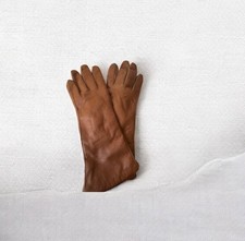 Vtg Van Raalte Vintage brown Leather Long Gloves Lined