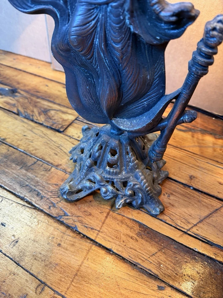 Vintage Antique Indian Hindu Winged Goddess Angel Lamp Bronze Finish Set of 2 - Image 4 of 4