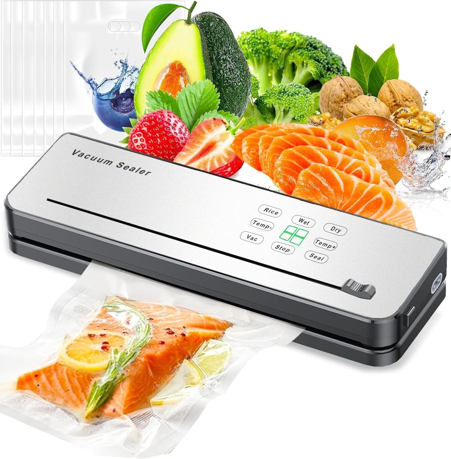 Sottovuoto Alimenti Digitale 8-in-1 - Design Slim e Controllo Termico