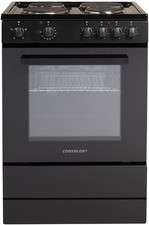Cookology CFSP600BK/1 Freestanding Electric Single Cooker in Black - Solid Plate