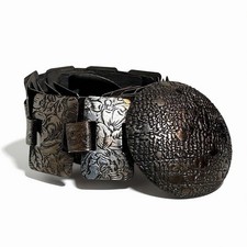 Vintage Runway Sarah Coventry Couture Metal Link Belt Oversized Embossed