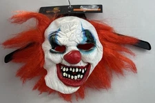 Scary Halloween Costume Creepy Clown Adult Mask Cosplay Red Hair Nose