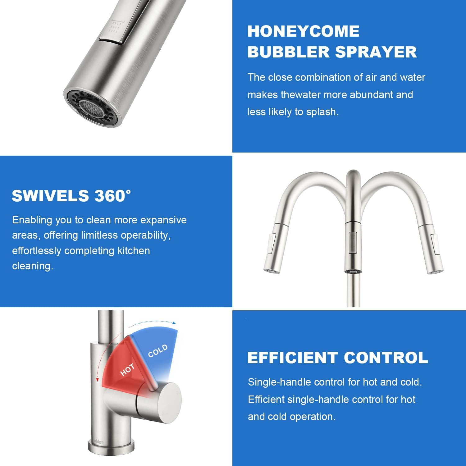 With Pull-down Sprayer, Modern Stainless Steel Single Ha...
