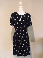 Ann Taylor Loft Blue/white polka dot women size Med dress