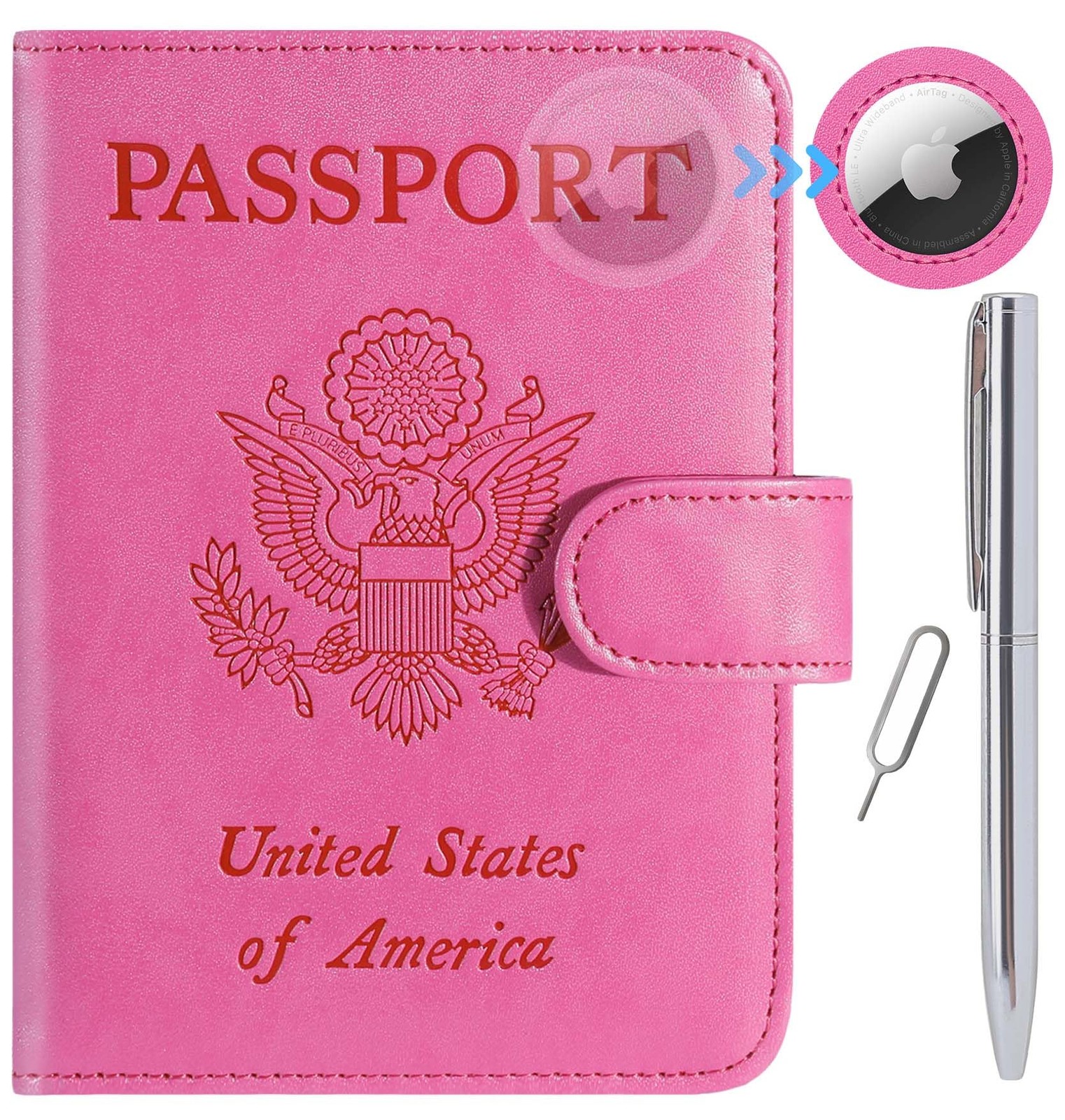 Airtag Passport Holder - RFID Blocking Leather Travel Wallet Case Essential-image