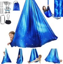 Sensory Swing for Kids Indoor  Outdoor Double Layer Therapy Cuddle Hammock C...