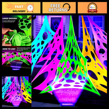 Glow in the Dark Giant Spider Web 1300 Sqft Halloween Decor with Black Light  N