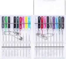 2 Boxes (20 Pcs) Pre Threaded Needle Kit Assorted Color (Simple Color) 