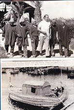 2 vintage photo Thor Heyerdahl 2nd expedition Ra II boat Bolivia & Morocco 1969