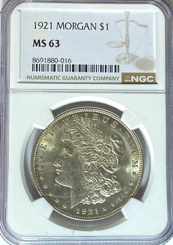 1921 $1 Morgan Silver Dollar MS62 NGC Uncirculated Philadelphia
