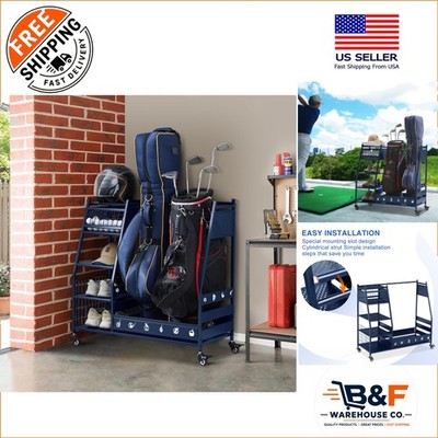 Comprehensive Golf Gear Organizer - 5-Tier Mobile Design with Lockable Wheels