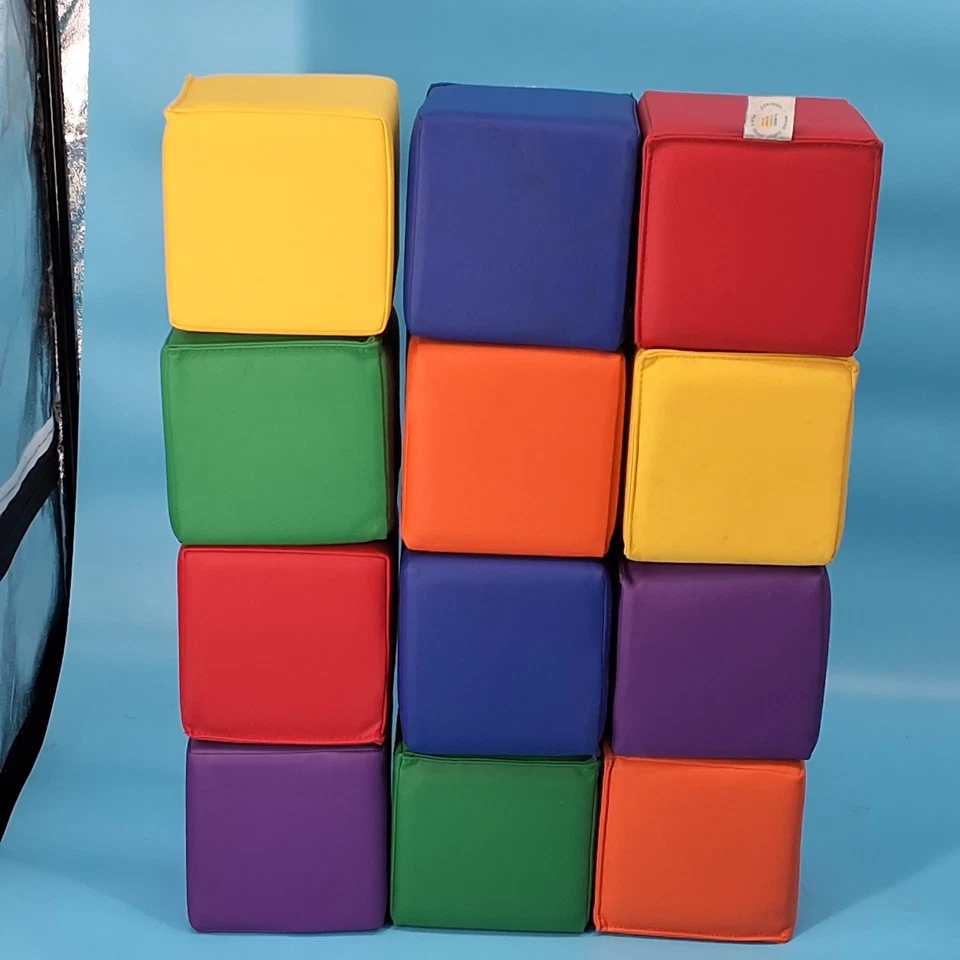 12-Piece 4" ECR4KIDS Building Blocks Colorful Soft Blocks Play Set For Kids - Image 2 of 4