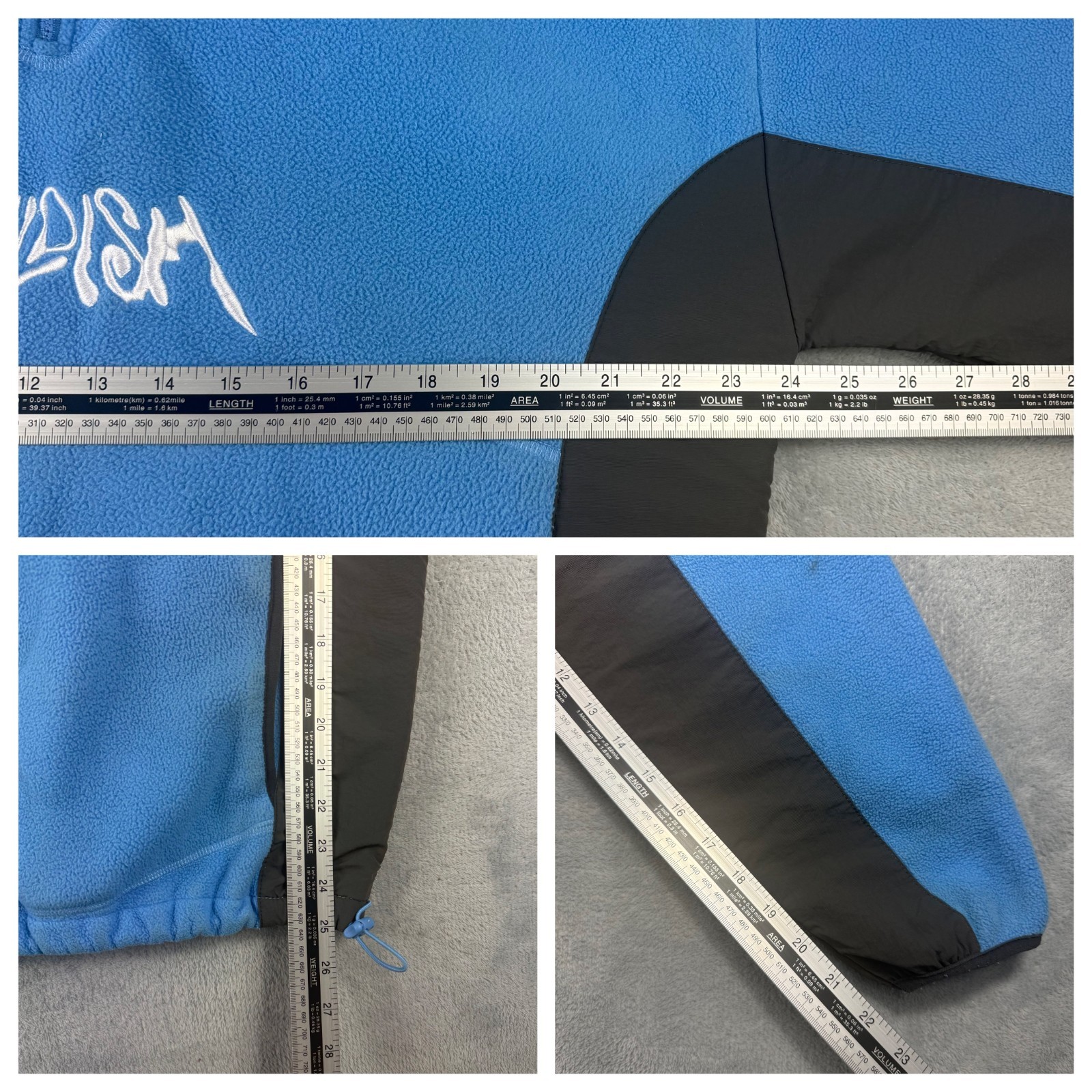 VTG Childish TGF Bros Blue Grey Thermal 1/4 Zip Fleece Oversized Medium Hoodie image 5