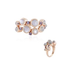 Mondstein Iolith Rose Gold-Plated Silber Ring