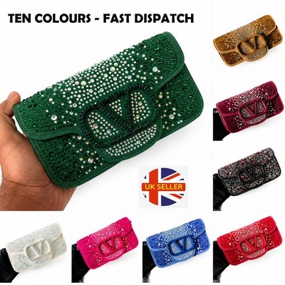 Damen Kristall Strass Crossbody Schultertasche Abend Party Clutch Handtasche