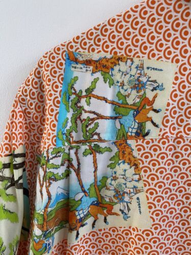 Gitman Bros Shirt Mens Large Multi Button Up USA Rayon Vintage Oriental Chinese - Picture 14 of 18