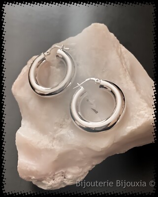 Boucles D'oreilles Créoles En Argent 925 Rhodié - Zirconium - Marque Tata Gisèle - Neuf Avec étiquettes