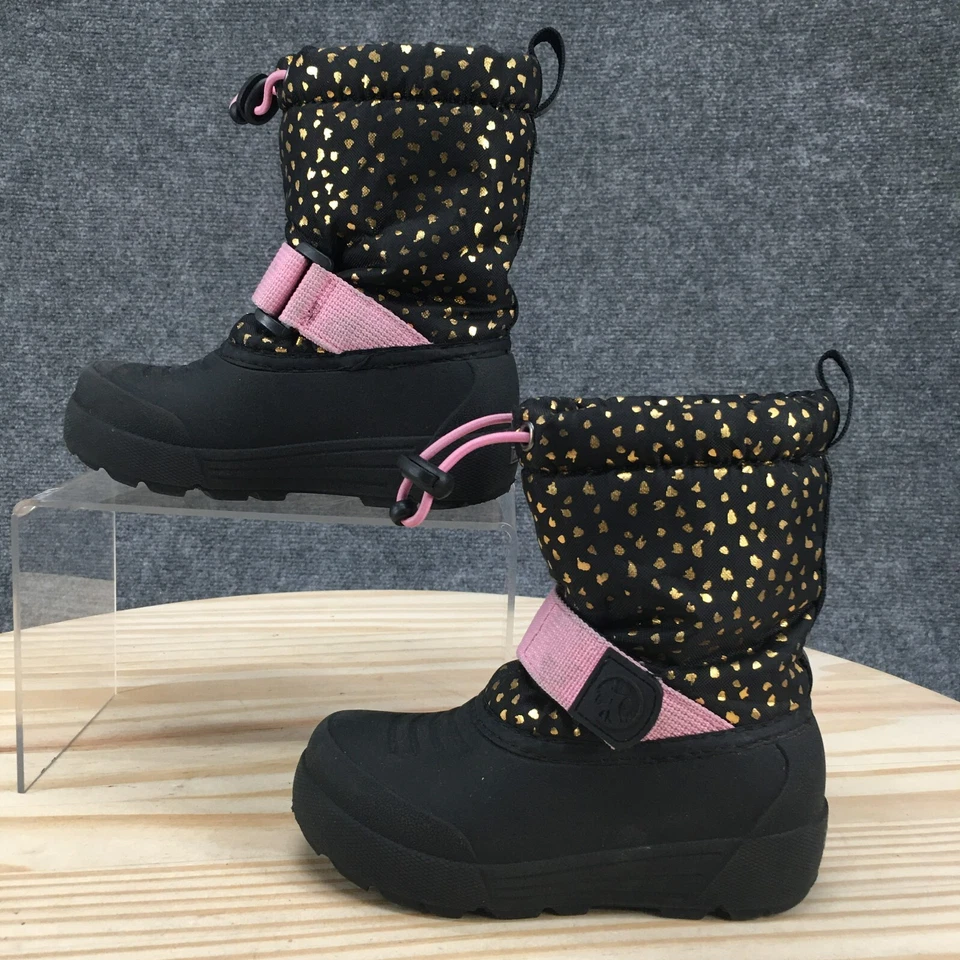 Northside Waterproof Snow Boots Toddler 7 Frosty Black Faux Leather Mid Faux Fur - Image 2 of 4