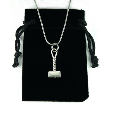 Small Thors Hammer Necklace, Mjolnir Thor Charm Pendant Viking Custom Chain nb