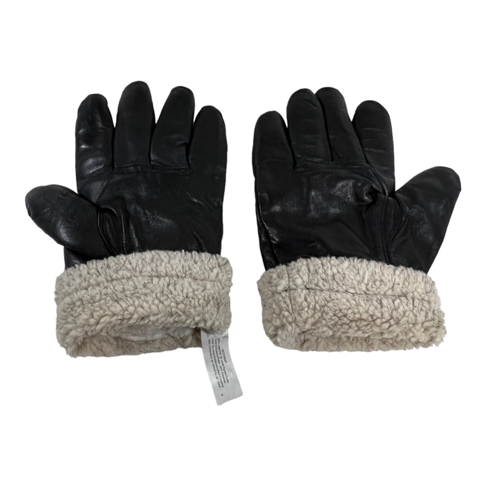 ISOTONER Women’s Genuine Leather  Faux Fur Sherpa Lining Wrist Black Size M - Image 3 of 4