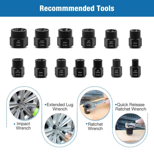 Impact Bolt Extractor Set Nut Remover Set Stripped Extraction Socket Tool J2I9 - Picture 4 of 12