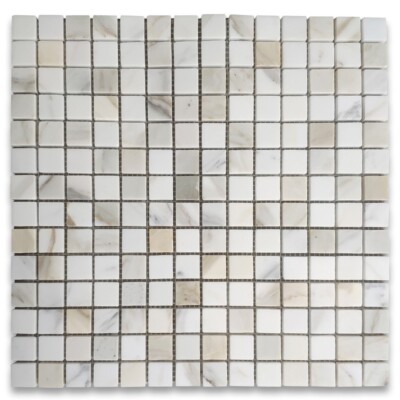 G23XH Calacatta Gold Calcutta Marble 3/4x3/4 Grid Square Mosaic Tile Honed