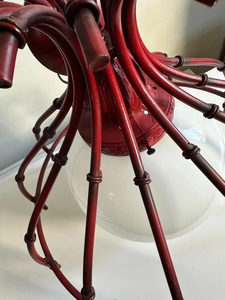 Pagoda Estilo Asiático Lámpara Vintage Bambú Aspecto Pesado Regencia Chinoiserie Foto 4 de 4