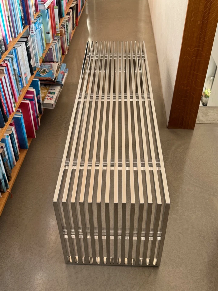 Edelstahlbank Panchina Acciaio Inox Con Vetro Acrilico Distanzstücken Qualità - Immagine 4 di 4