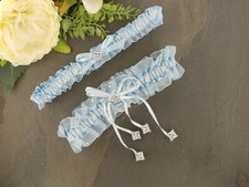 Something Blue' Voile Bridal Garter with Silver Trim  Handmade in England