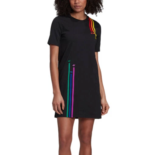Adidas trefoil hotsell dress black