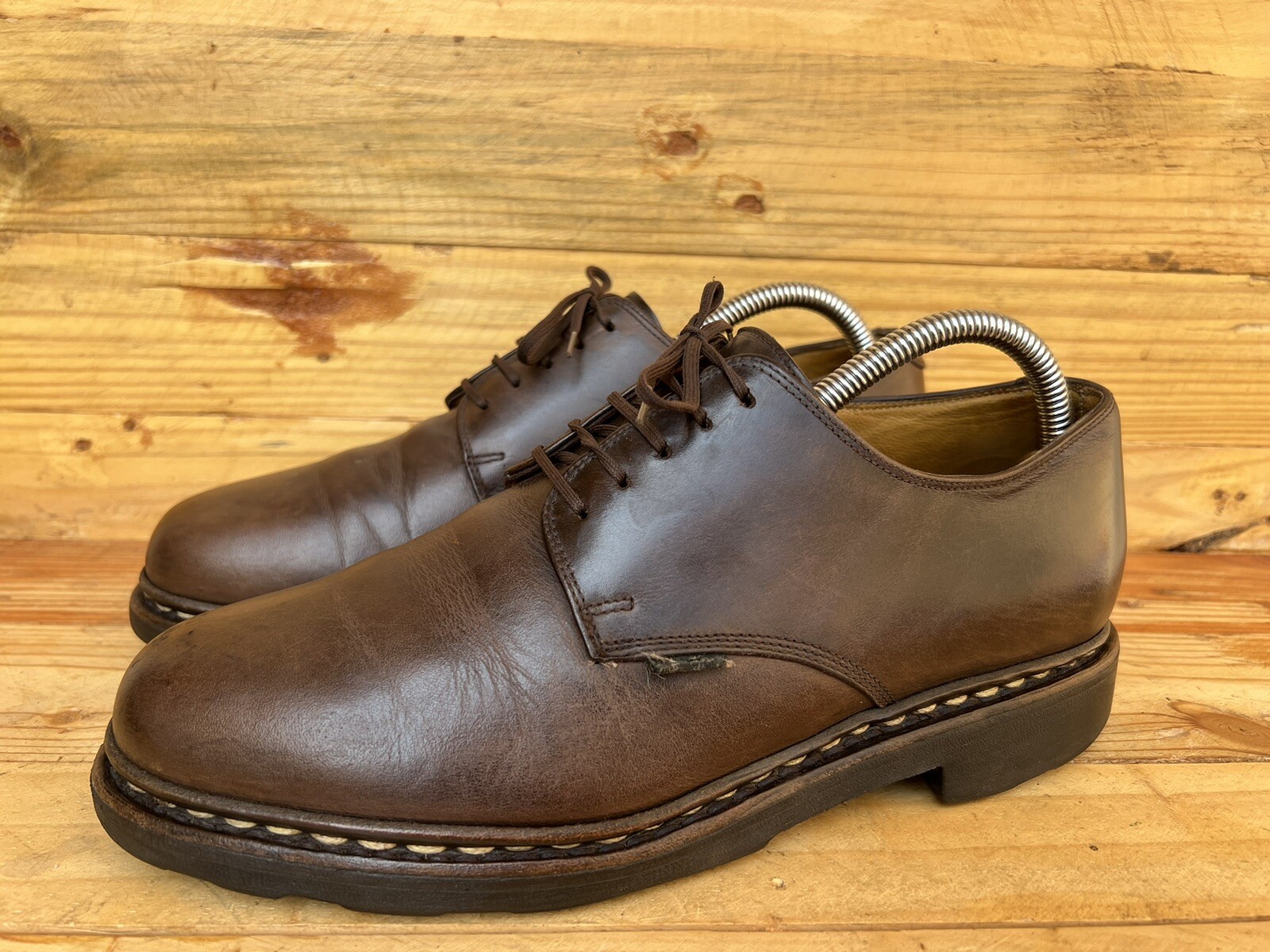 SAOLA Scarpe da derby Paraboot da uomo marroni in pelle taglia 6 5 F US 7 5 made in France