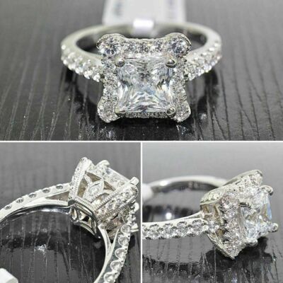 Princess Cut 2.50Ct Diamond White Gold Finish Engagement Ring Simulated Size 9