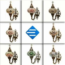 Turkish Moroccan Mosaic Tiffany Wall Sconce Lamp Light Large Globe 8 Variations
