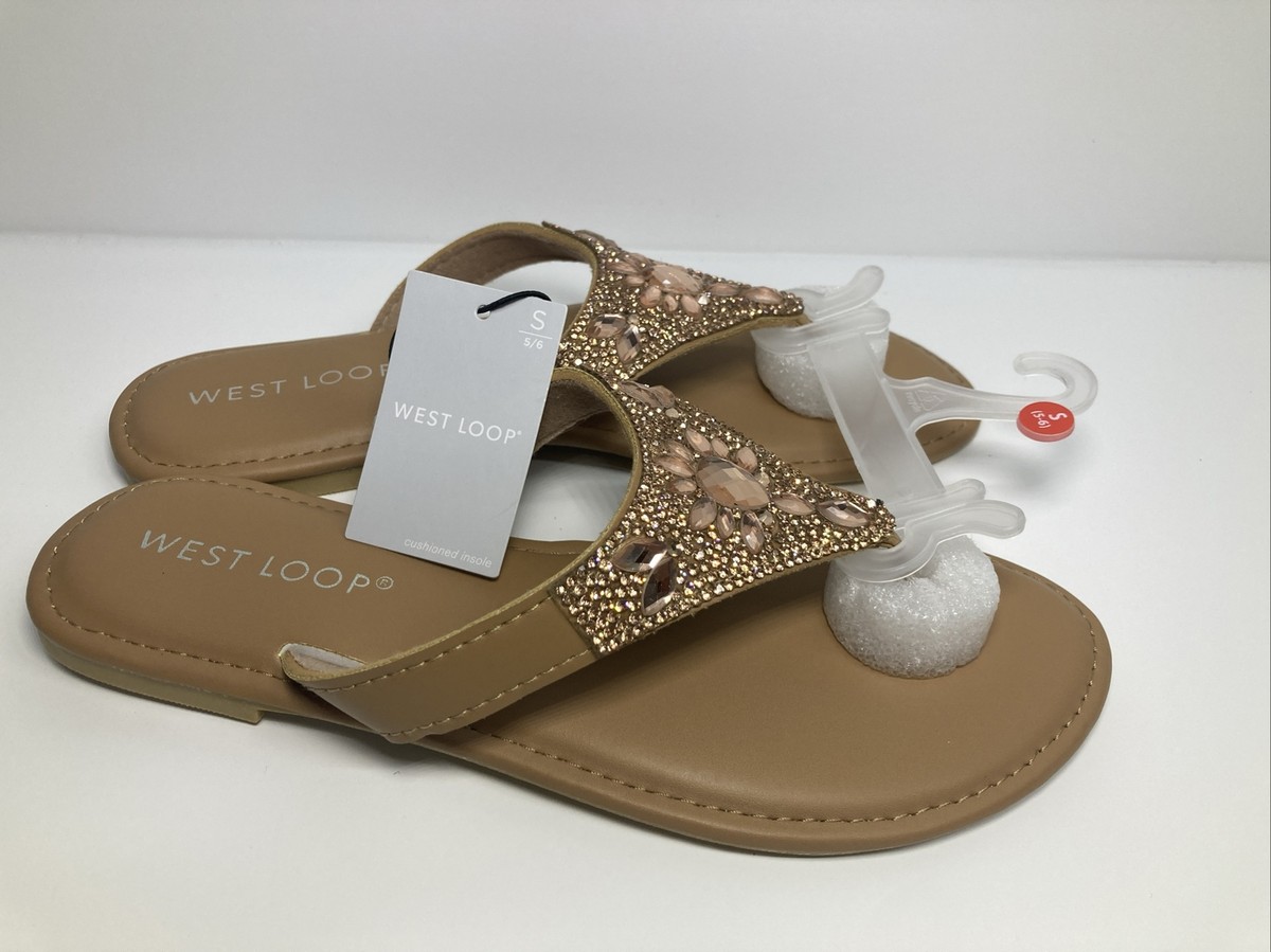 Flip Flops Jewelled Studded Decor Flat Sliders Diamond Studded