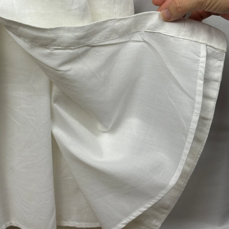 Vestido midi MNG Mango para mujer de lino ajustado y acampanado talla 8 crema natural clásico preppy Foto 4 de 4