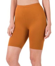 Zenana Almond High-Waist Bike Shorts Almond Size 1X NWOT